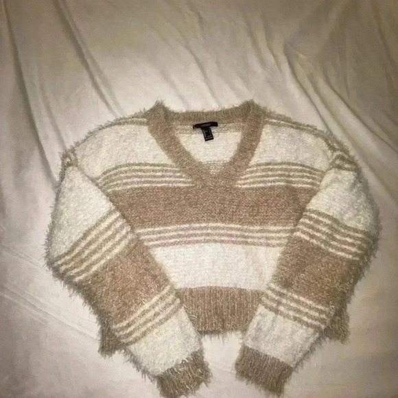 Forever 21 Womens Fuzzy Knit Striped Sweater - Picture 1 of 5